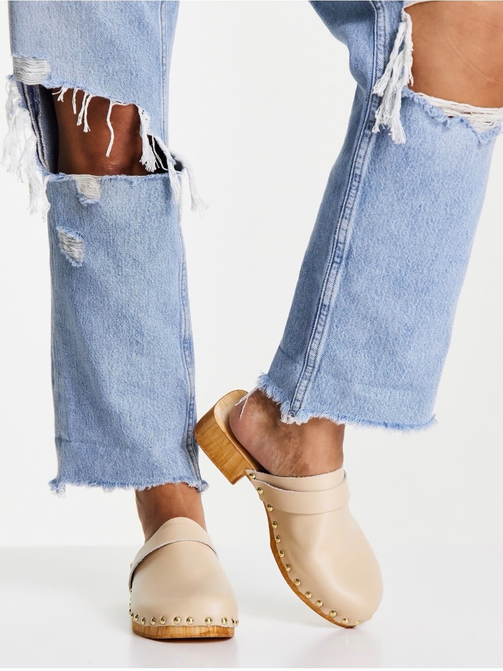 NWT ASOS Design Moon Leather Clogs in Buttermilk